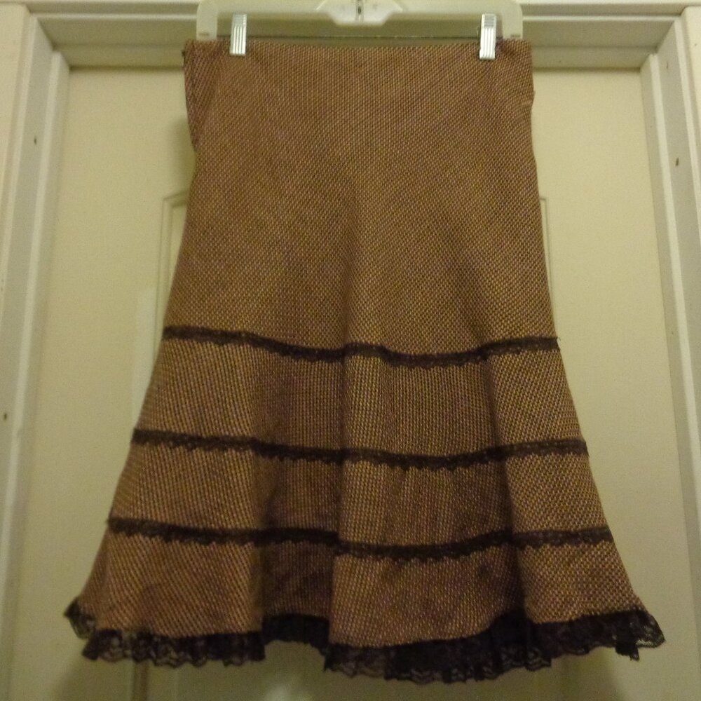 BOHO CHIC ROMANTIC PAST Studio Y Flounce Lacey Skirt 3/4